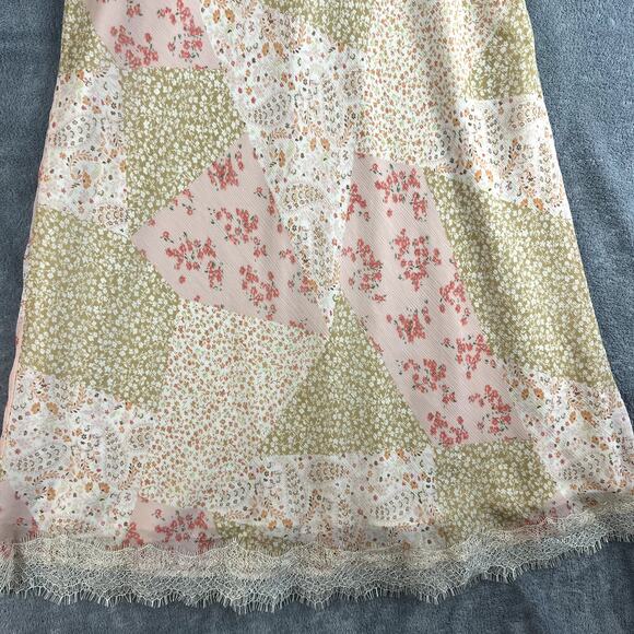 Loft Maxi Skirt Womens L Floral Patchwork Lace Trim Boho Cottagecore NWT - Picture 3 of 9